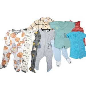 Baby Boys 0-3 Months 9 Piece Lot GAP Burts Bees Little Co. Gerber Carter